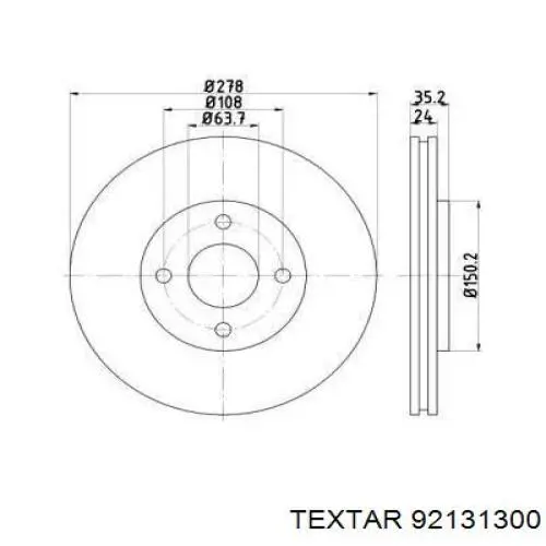 Передние тормозные диски 92131300 Textar