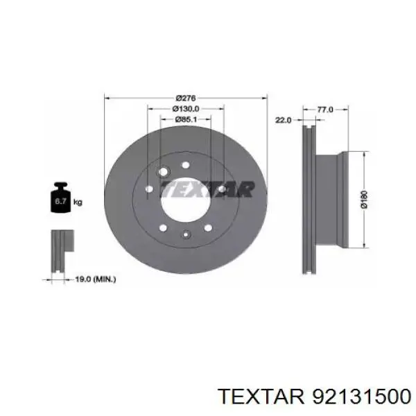 Передние тормозные диски 92131500 Textar