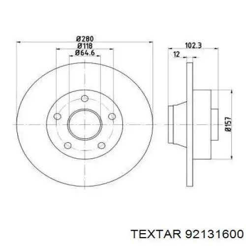 Тормозные диски 92131600 Textar