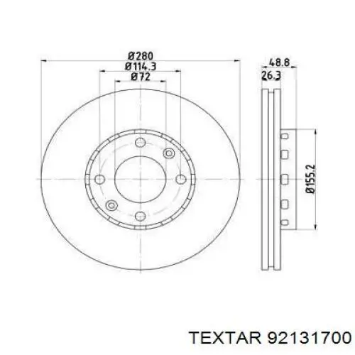 Передние тормозные диски 92131700 Textar