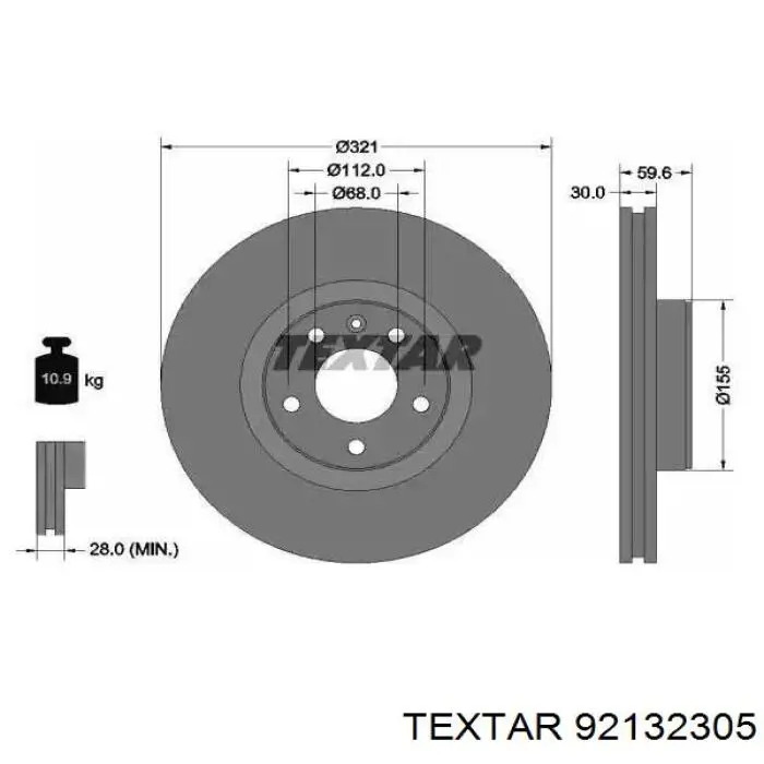 92132305 Textar тормозные диски