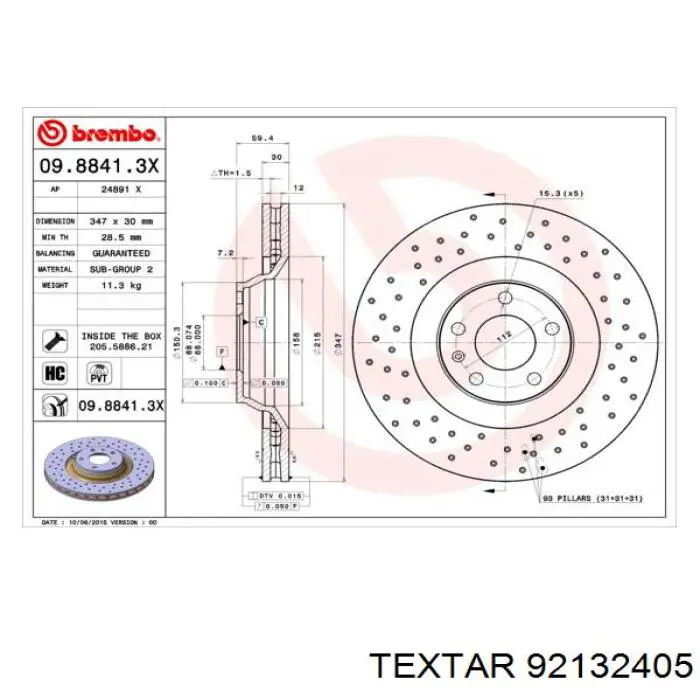 Передний тормозной диск Textar 92132405