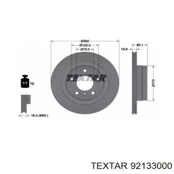 Тормозные диски 92133000 Textar