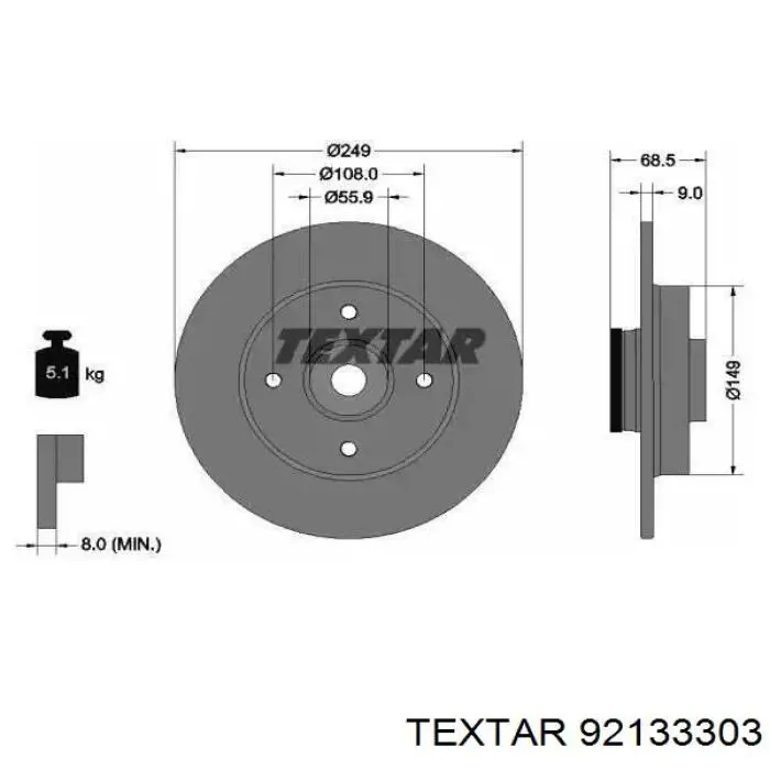 Тормозные диски 92133303 Textar