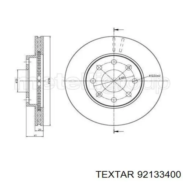 Передние тормозные диски 92133400 Textar