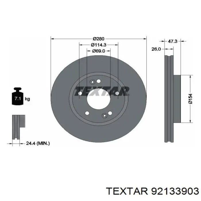 92133903 Textar диск тормозной передний