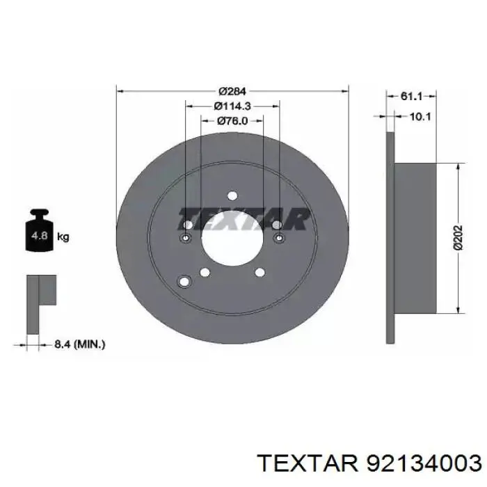 Тормозные диски 92134003 Textar