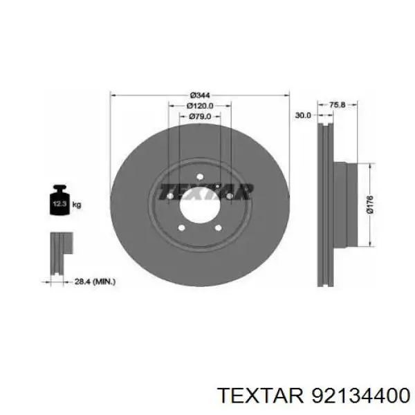 92134400 Textar диск тормозной передний