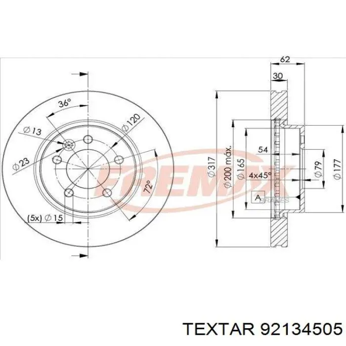 Передние тормозные диски 92134505 Textar