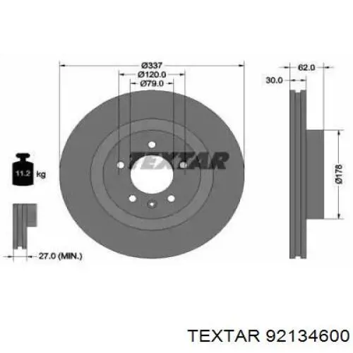 92134600 Textar диск тормозной передний