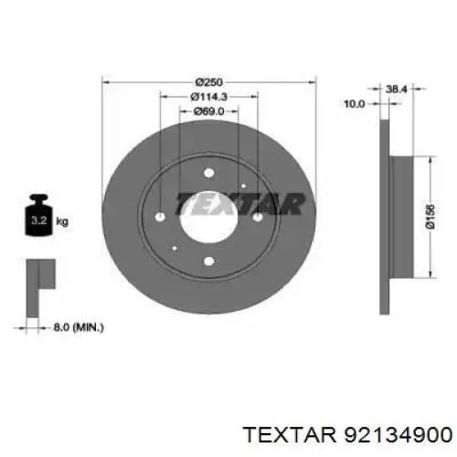 Тормозные диски 92134900 Textar