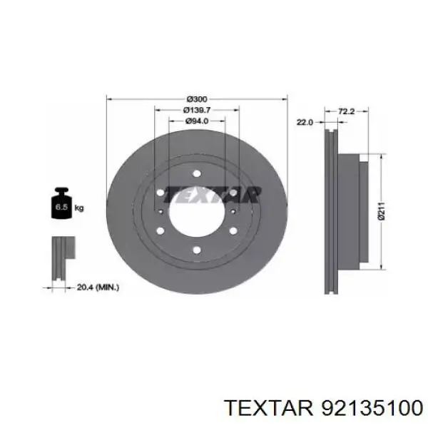 Тормозные диски 92135100 Textar