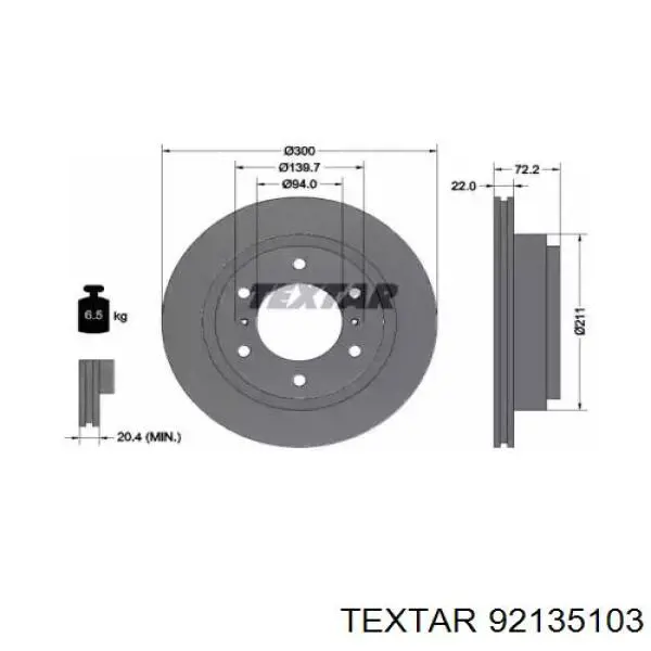 Тормозные диски 92135103 Textar