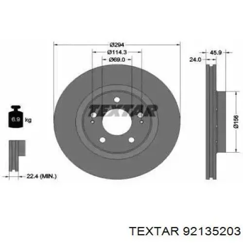 Передний тормозной диск Textar 92135203