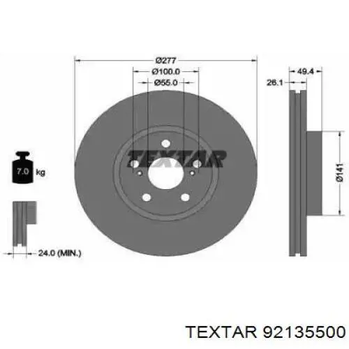 Передние тормозные диски 92135500 Textar