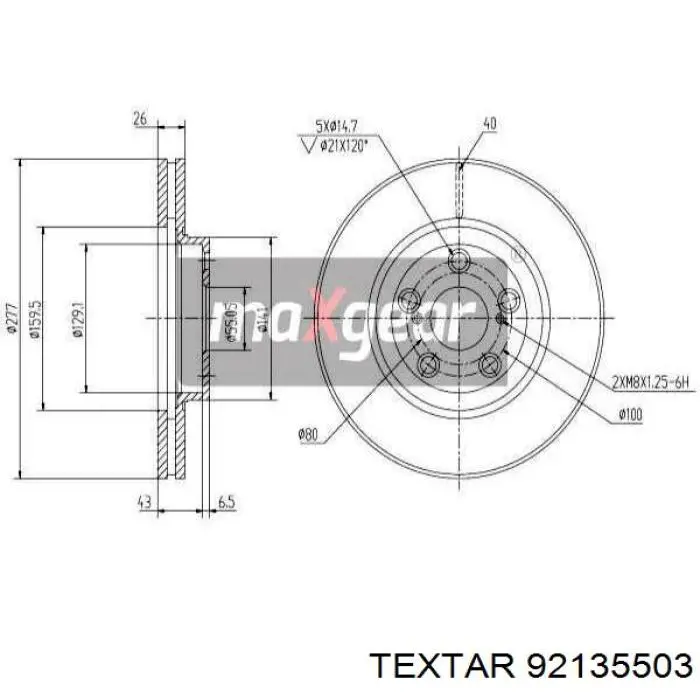 Тормоз дисковый передний Textar 92135503 цена, от 56.87 USD