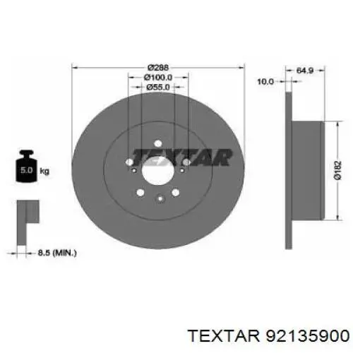 Тормозные диски 92135900 Textar