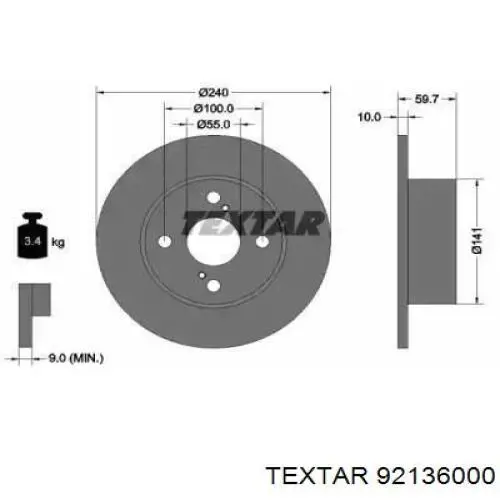 Тормозные диски 92136000 Textar