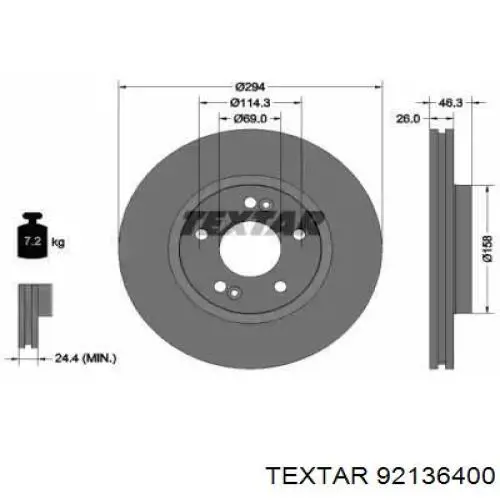 Передние тормозные диски 92136400 Textar