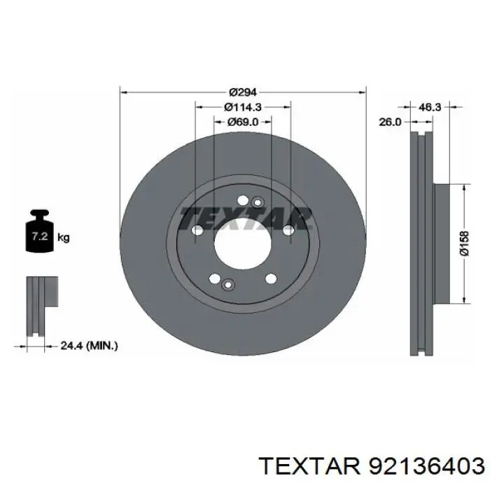 92136403 Textar диск тормозной передний
