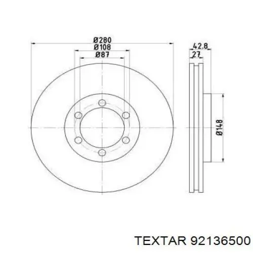 Передние тормозные диски 92136500 Textar