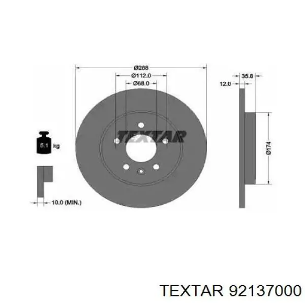 Тормозные диски 92137000 Textar