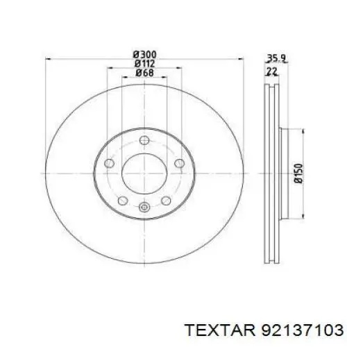 92137103 Textar диск тормозной задний