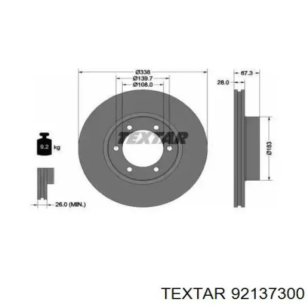 Передние тормозные диски 92137300 Textar