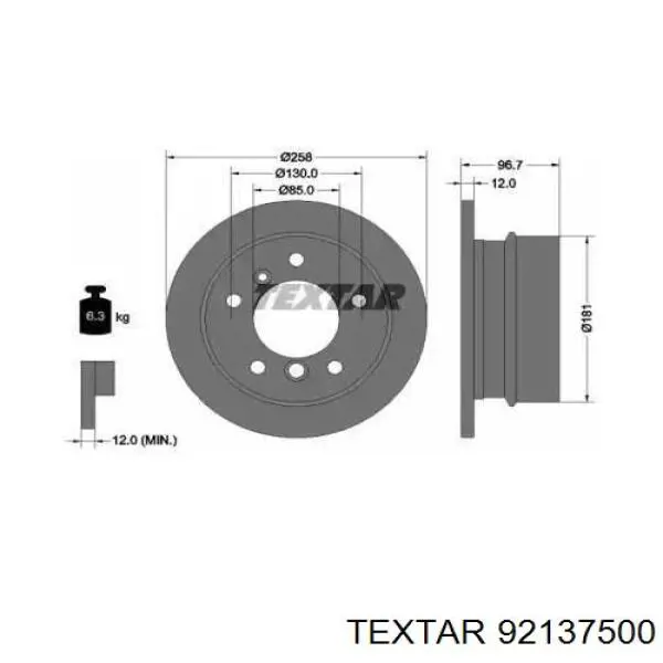92137500 Textar диск тормозной задний