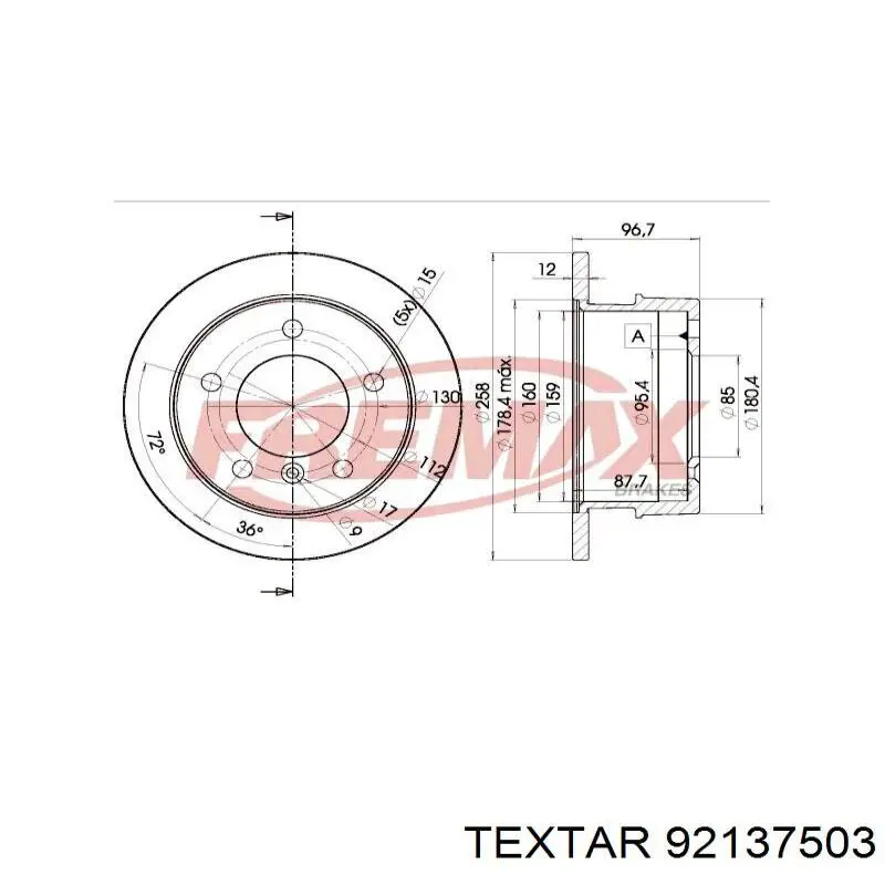 Задний дисковый тормоз Textar 92137503