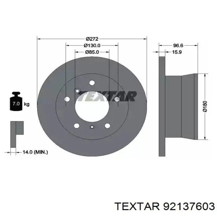 92137603 Textar диск тормозной задний