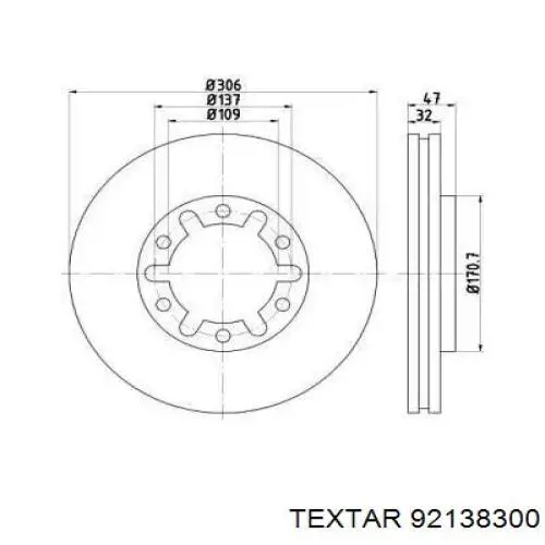 Передние тормозные диски 92138300 Textar