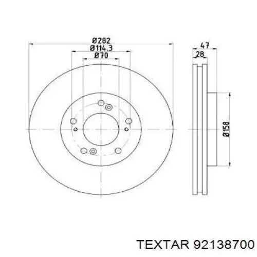 Передние тормозные диски 92138700 Textar