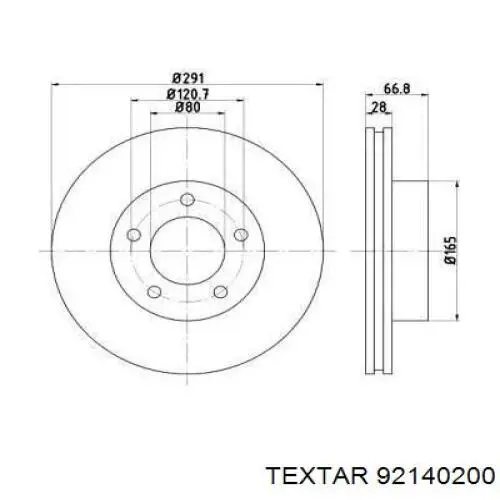 Передние тормозные диски 92140200 Textar