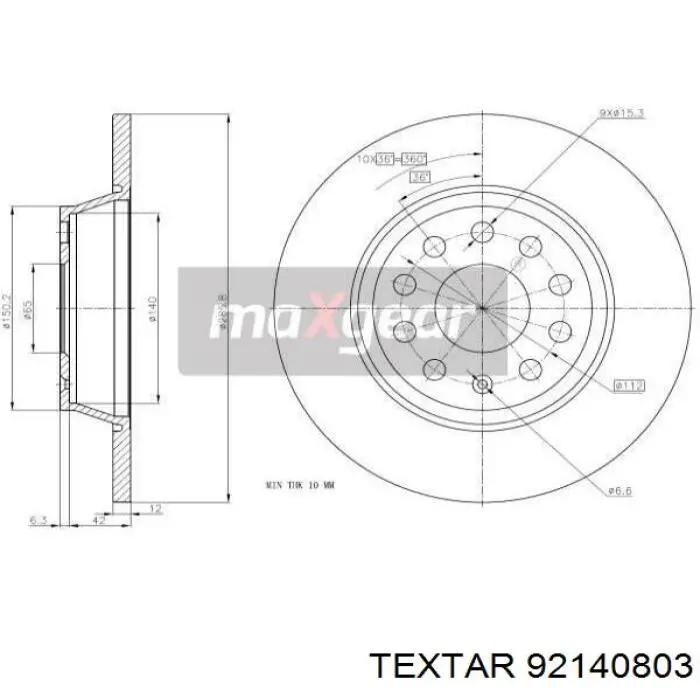 Задний тормозной диск Textar 92140803 цена, от 44.26 USD