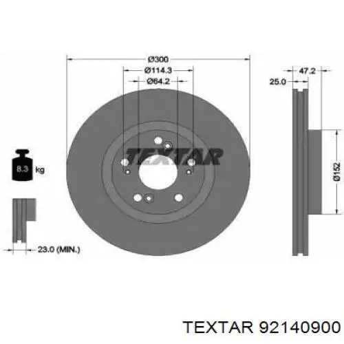 Передние тормозные диски 92140900 Textar