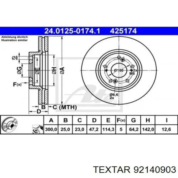 Передний тормозной диск Textar 92140903