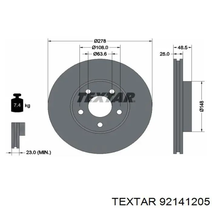 Передний тормозной диск Textar 92141205