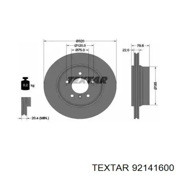 Тормозные диски 92141600 Textar