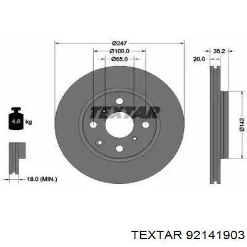 92141903 Textar передние тормозные диски