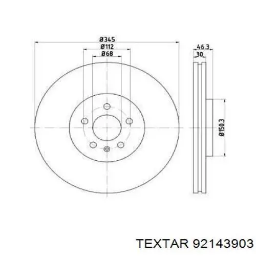 Передние тормозные диски 92143903 Textar