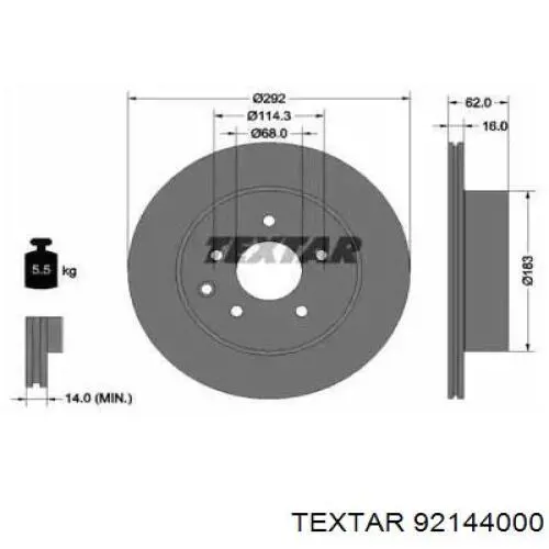 Тормозные диски 92144000 Textar