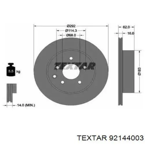 Тормозные диски 92144003 Textar