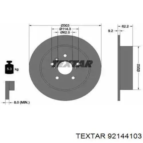 92144103 Textar диск тормозной задний