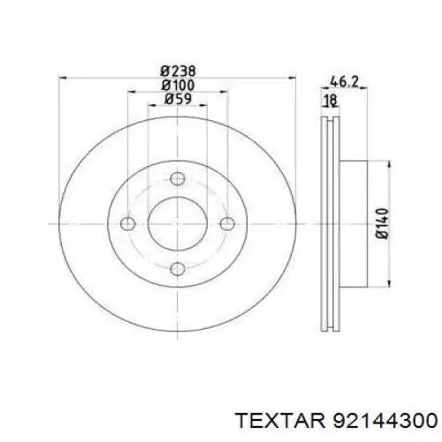 Передние тормозные диски 92144300 Textar