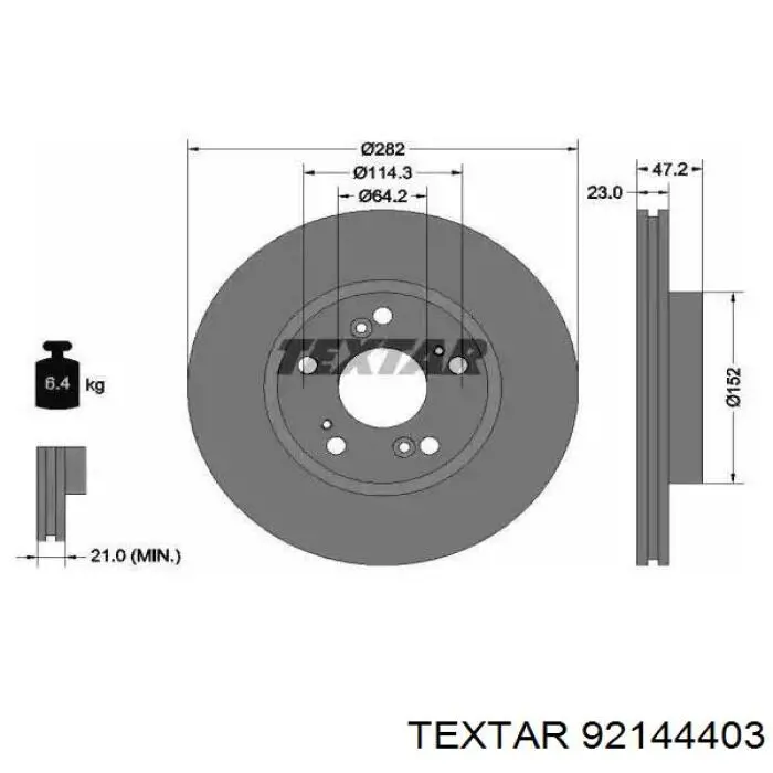 Передние тормозные диски 92144403 Textar