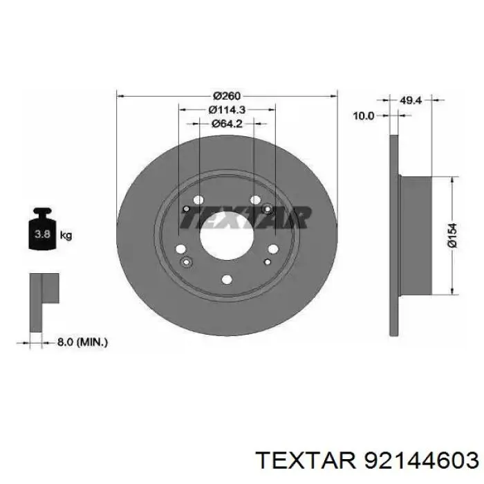 Задний тормозной диск Textar 92144603 цена, от 35.52 USD