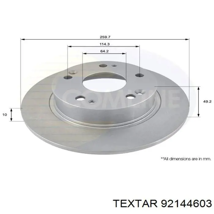 Тормозные диски 92144603 Textar