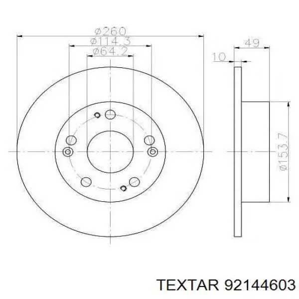 Купить 92144603 Textar Диск тормозной задний