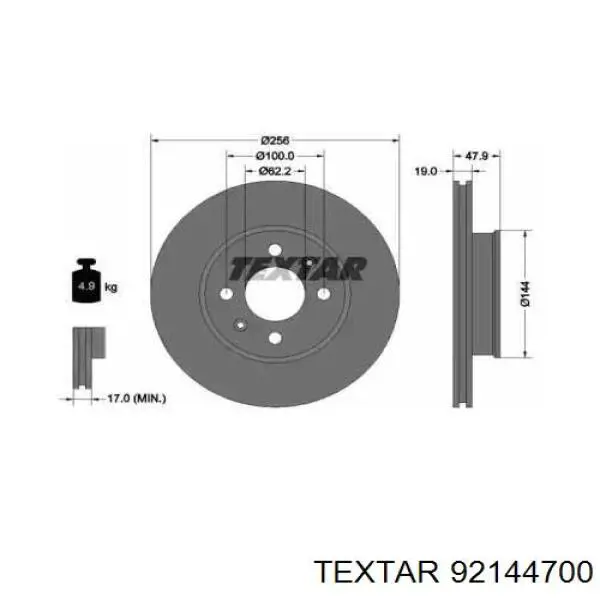 Передние тормозные диски 92144700 Textar